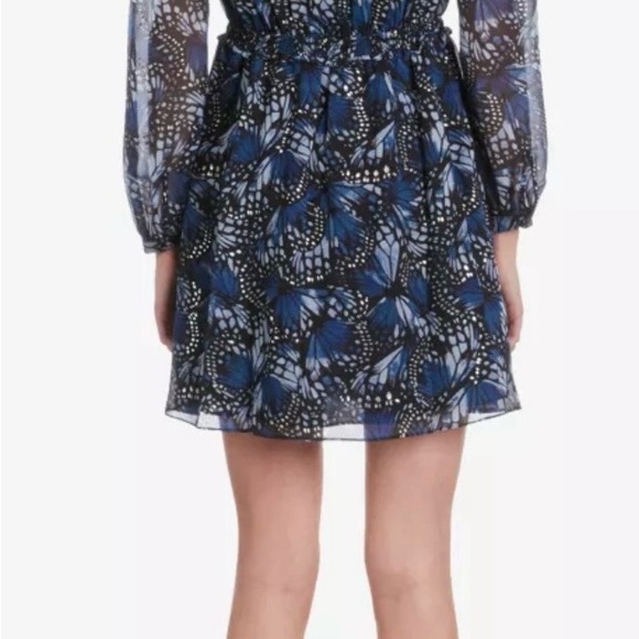 The Kooples Butterfly print smocked waist woven minidress size 0 - Picture 3 of 5